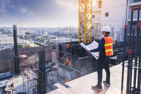 Construction worker on building site 